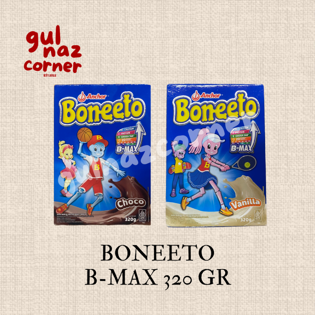 

[ FREE BUBBLE WRAP ] BONEETO B-MAX 320 GR | VANILLA CHOCOLATE | SUSU BUBUK KEMASAN KOTAK KARDUS