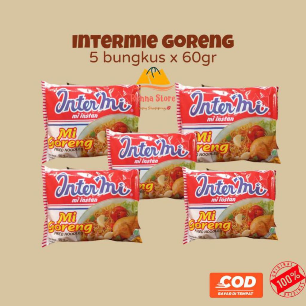 

5pcs Intermie Goreng, Ekomie Goreng, Intermie Pedas, Sakura Mie Kuah Kaldu Ayam Mie Goreng 60gr Food Noodles Instan