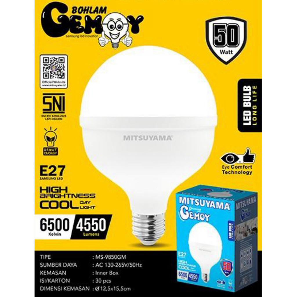 Bohlam LED Nebula Gemoy Lampu 60Watt Super Terang
