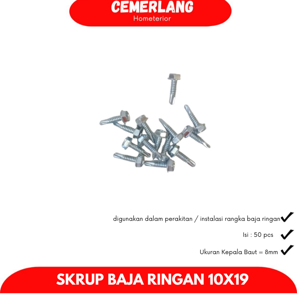 Skrup Baja Ringan 10x19 2cm / Roofing Asbes