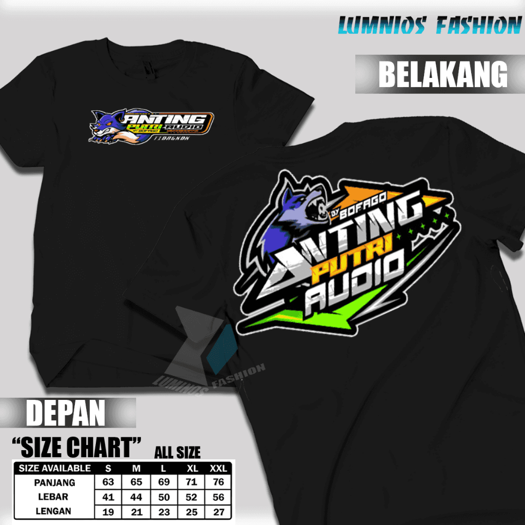 KAOS ANTING PUTRI AUDIO BY BOFAGO KAOS SOUND HOREG SOUND BALAP BLITAR COTOON COMBED 24S BISA COD 202