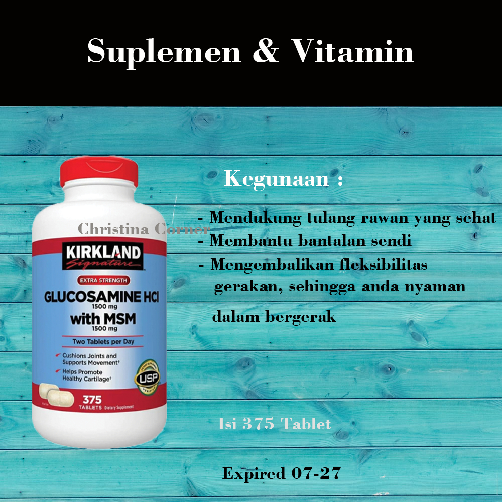 Kirkland Glucosamine HCI 1500 mg with MSM 1500 mg isi 375 Tablets / Kirkland Glucosamine