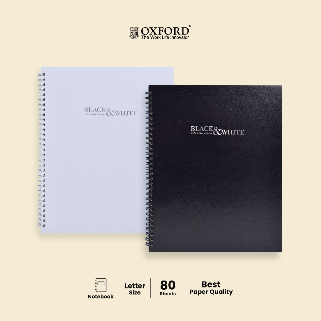

Oxford Notebook Spiral A4+ Isi 80 Lembar Hardcover Black & White Edition – Buku Catatan Besar Premium