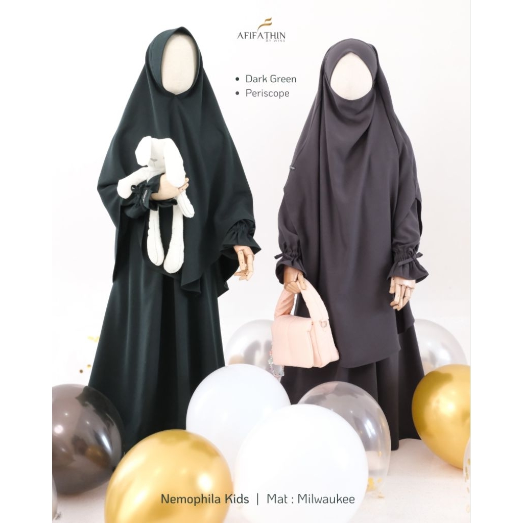 AFIFATHIN ~ SET NEMOPHILA KIDS/SET KHIMAR SOFTPAD & FK/ SET GAMIS ANAK TERBARU
