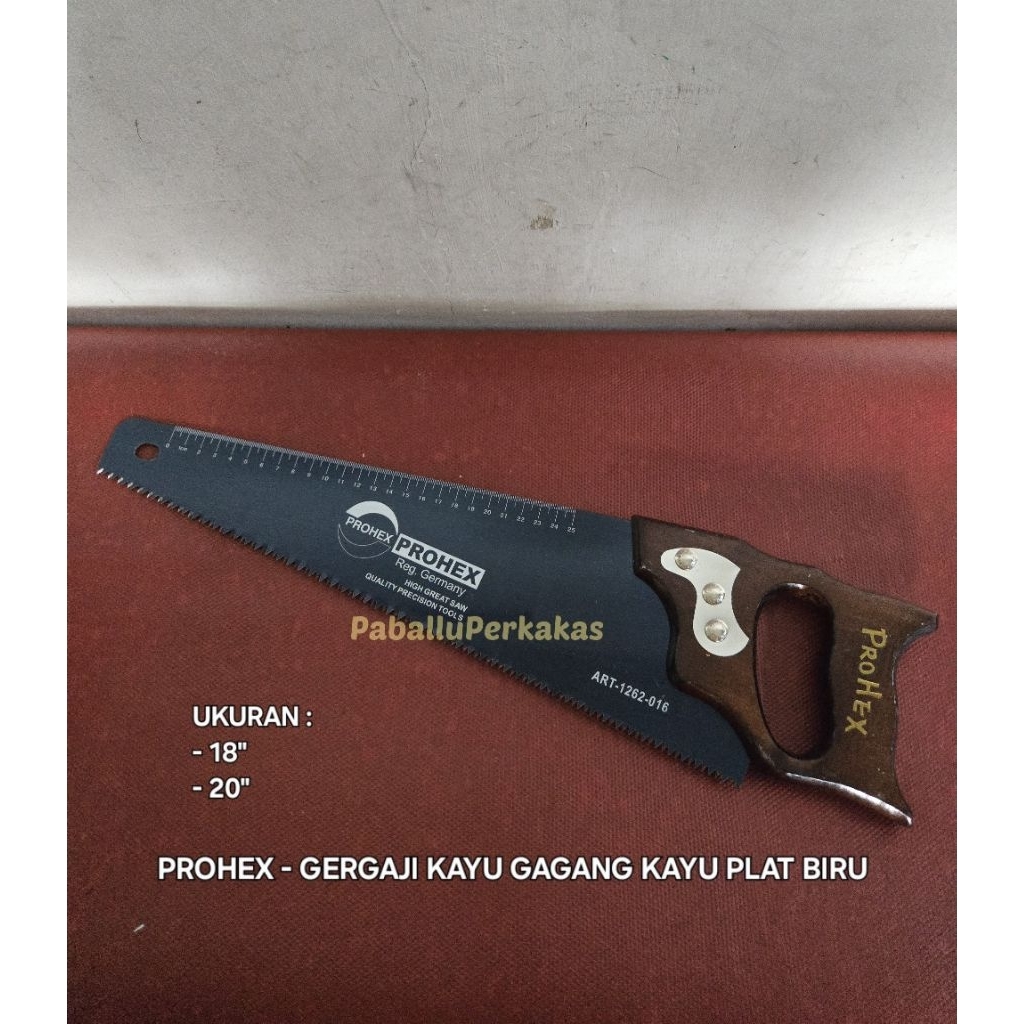 Prohex Gergaji Kayu Potong Belah 16" 18" 20" Gagang Kayu / Gergaji Kayu 16 18 20 inch