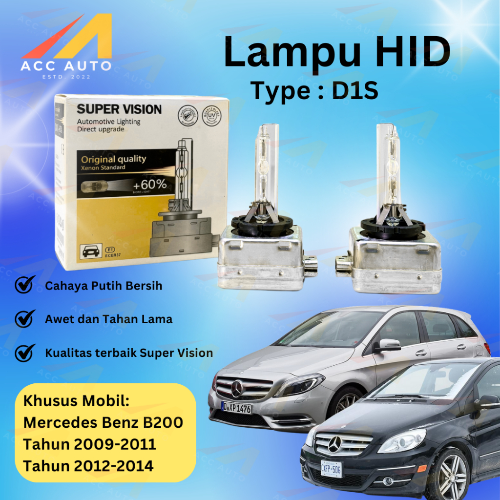 Bola Lampu HID Mercedes Benz B200 D1S 6000K Supervision Model OEM
