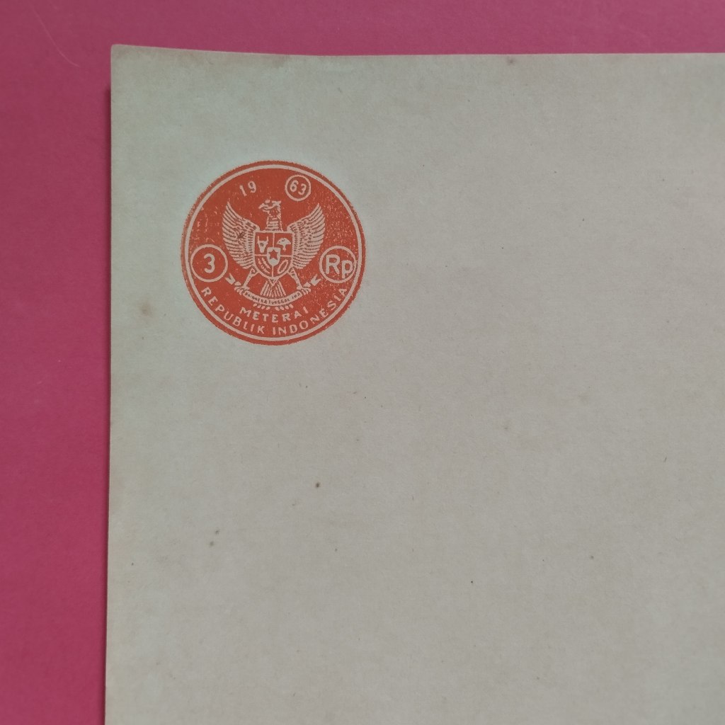 

Kertas Segel Kuno Rp 3 Tahun 1963 Single