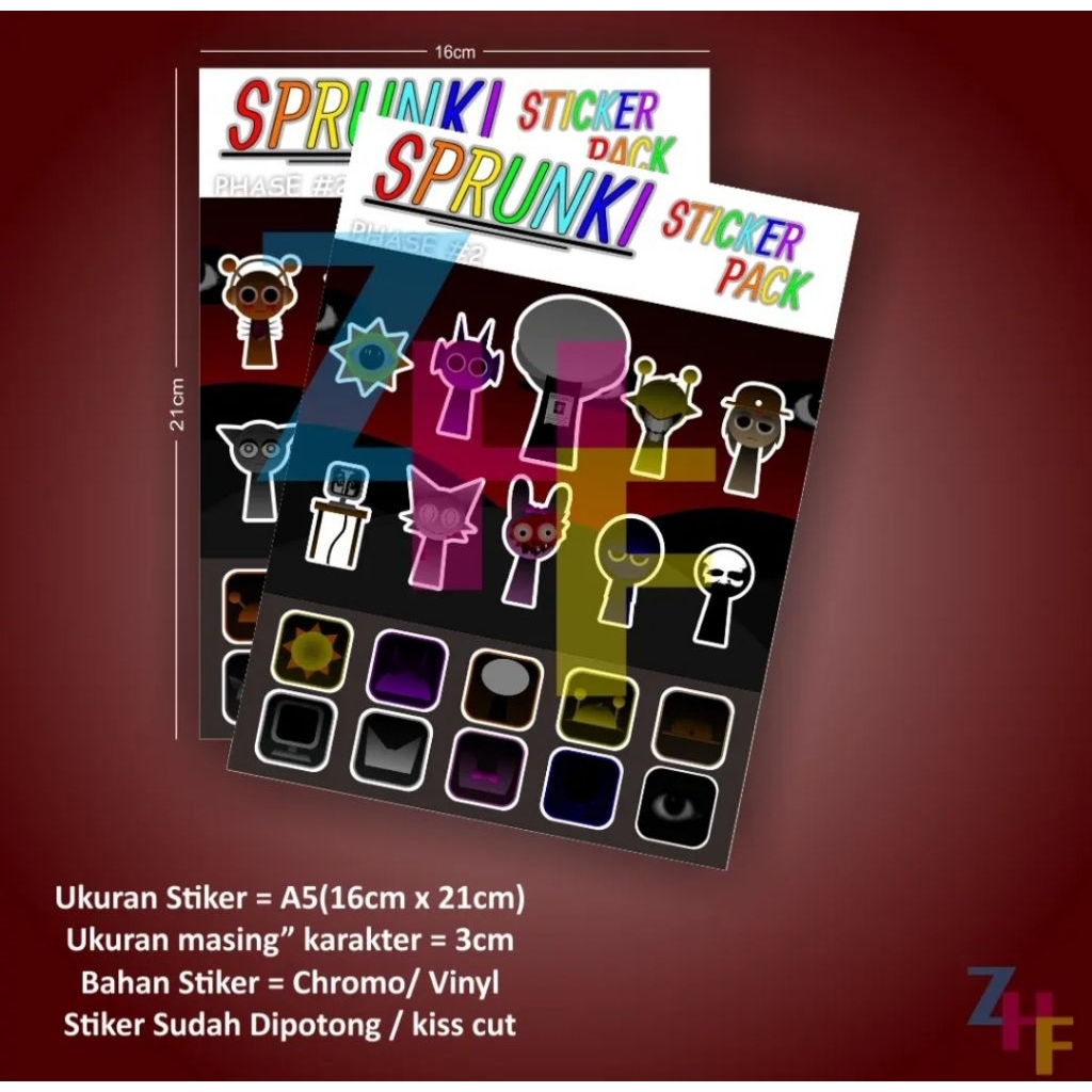 

Stiker Sprunki Phase #2 (Horror) - Sprunki FullKarakter Fase #2 Sticker Waterproof Paper Stationery