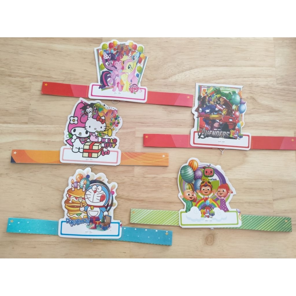 Topi lingkar karakter ulang tahun isi (10pc) Topi Ulang tahun