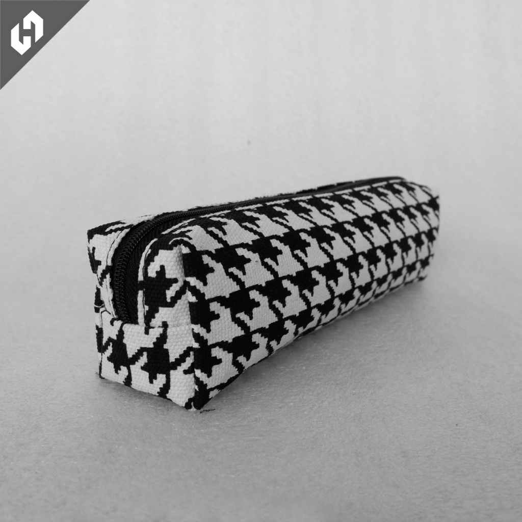

HAS Pouch Tempat Pensil Kain Kanvas Motif Monochrome Dompet 21x5x5cm Varian DGRP Abstract