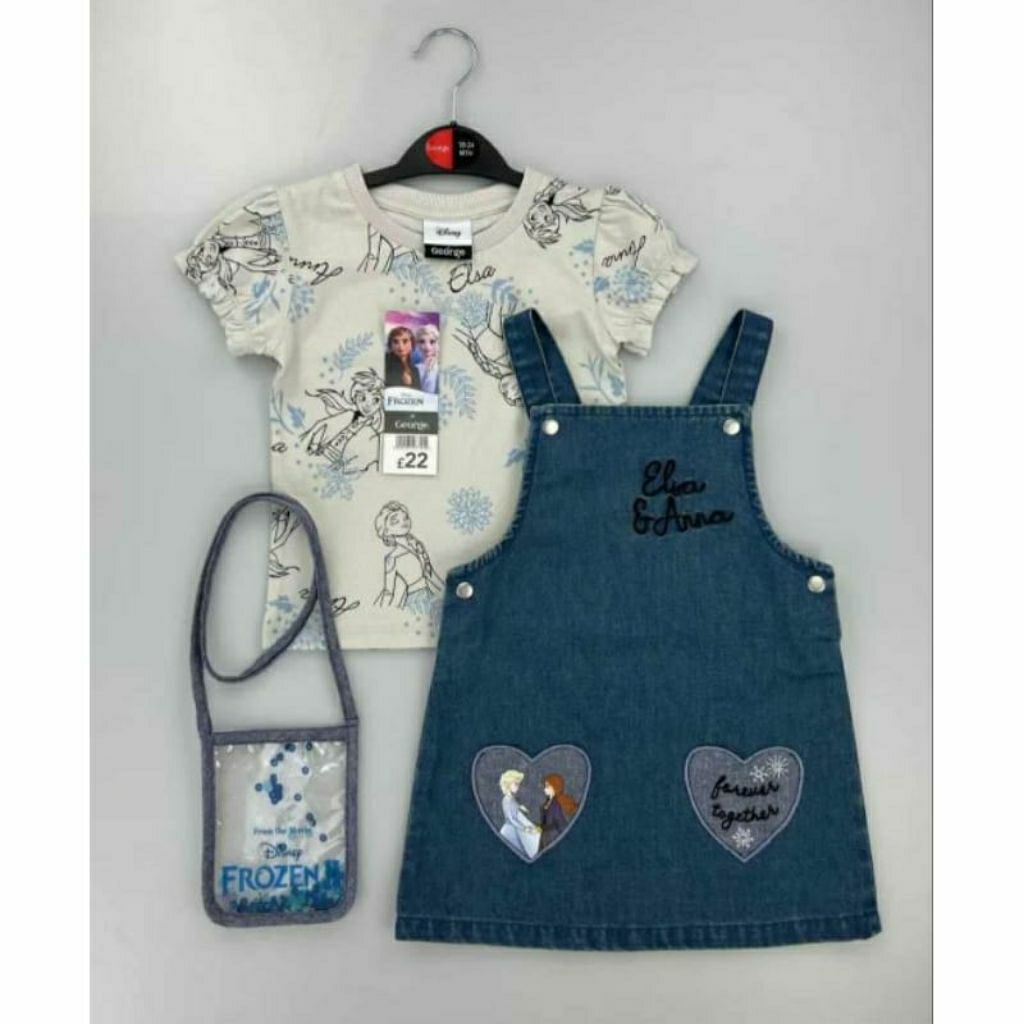 Setelan Overall Rok Import Anak Frozen