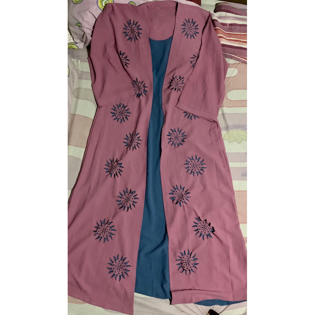 Abaya Turki Kombinasi Dua Warna