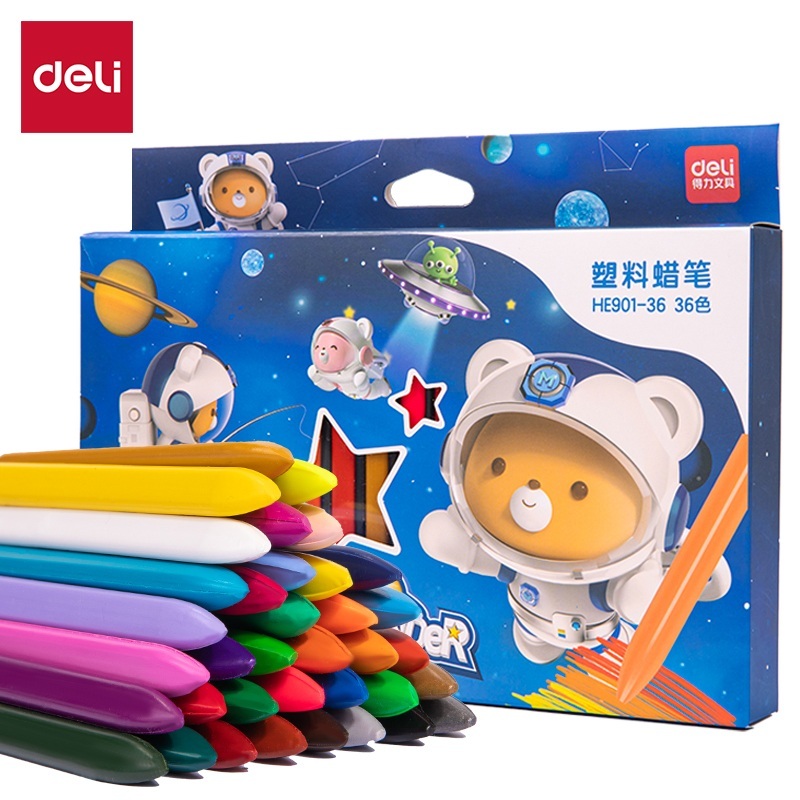 

Deli Plastic Crayon / Krayon Plastik 36 Tidak mengotori tangan ergonomis tidak beracun HE901-36