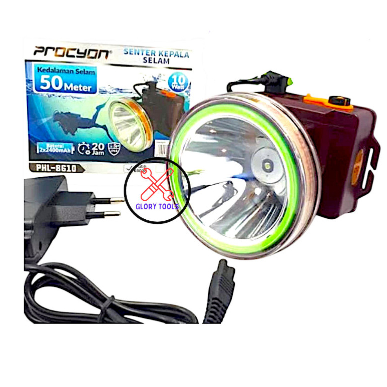 Senter Kepala Selam 50 Meter 10 Watt Lampu Warna Kuning Procyon