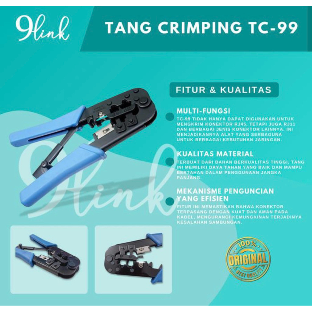 Tang Crimping Tools TC-99 Crimping Tools RJ45 RJ11/ RJ12, Original 9Link
