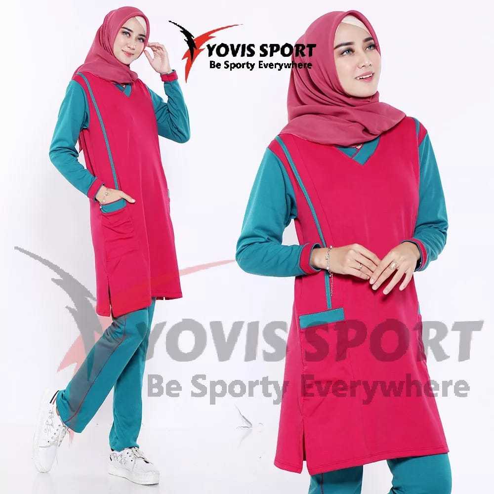 Setelan senam tunik wanita / pakaian olahraga Yovis Sport  muslimah/Hijab