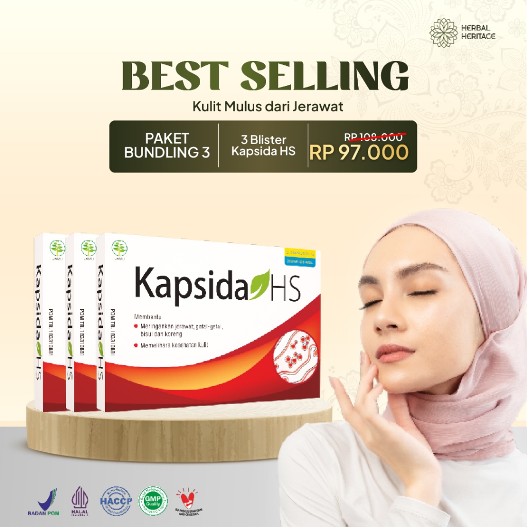 KAPSIDA HS Kembang Bulan Isi 12 Kapsul Bundling 3 – Membantu Memelihara Kulit, Meredakan Jerawat, Ga