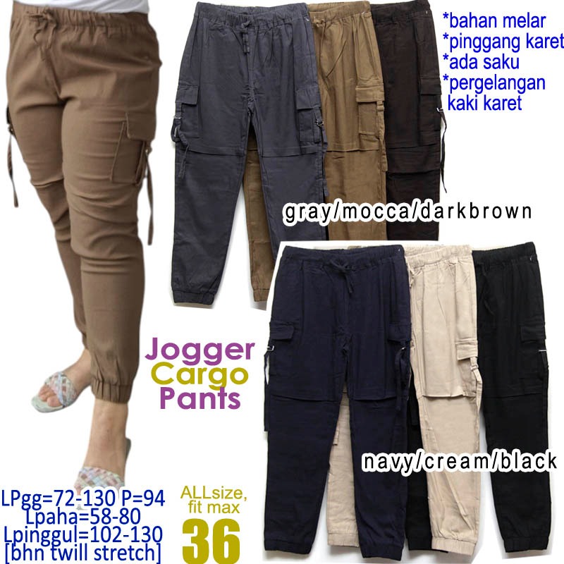 SZ 36, CARGO JOGGER PANTS, CELANA JOGGER JUMBO WANITA, CELANA JOGGER BIG SIZE WANITA, CELANA PANJANG