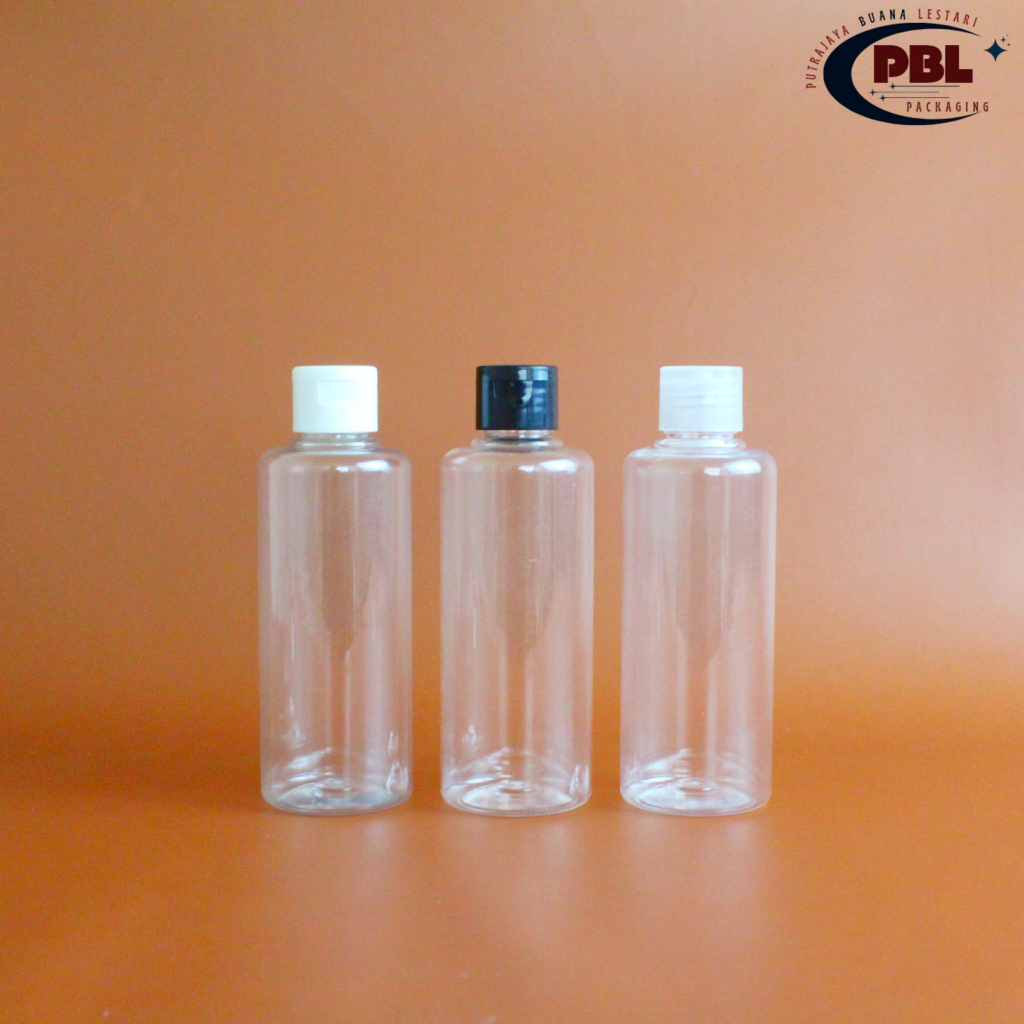 Botol BR 200ml Natural - Tutup Fliptop Smooth Neck 24 Varian Warna / Botol Plastik Pet 250ml / Botol