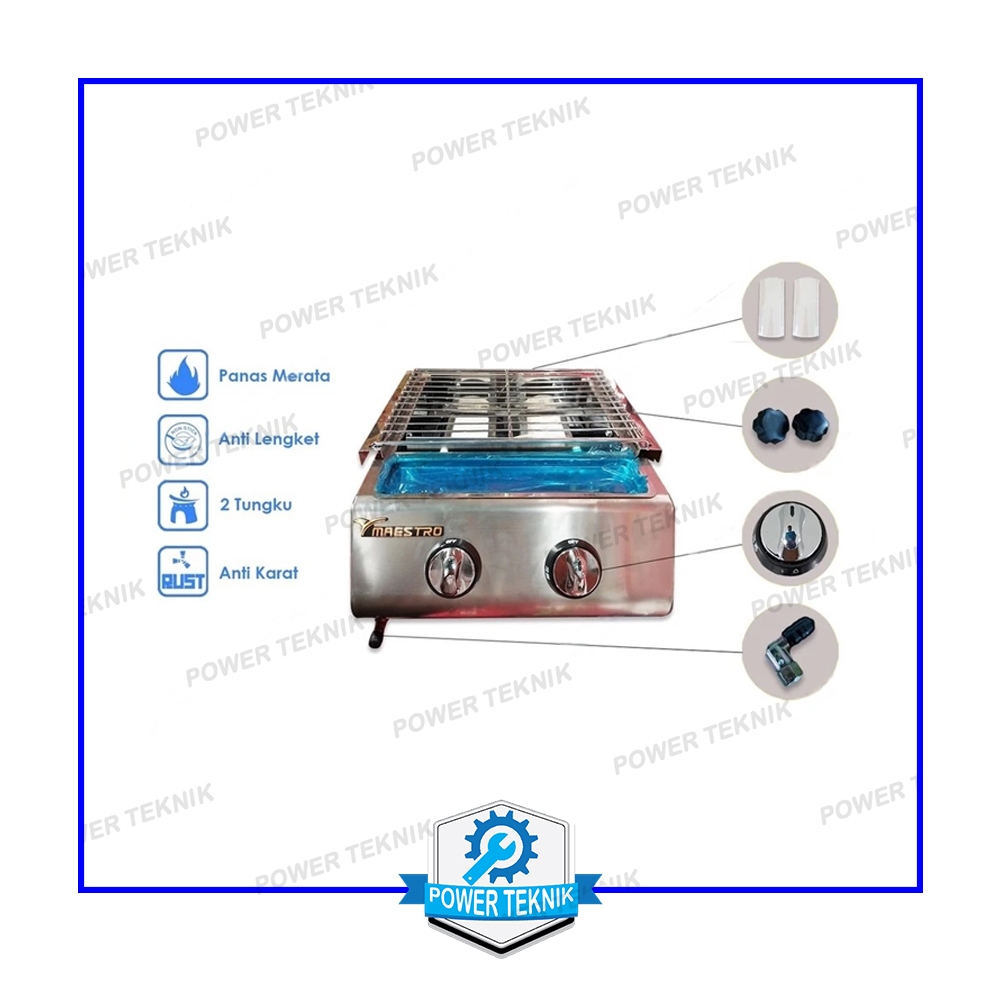 Kompor Pemanggang / Panggangan Sosis 2 Tungku MAESTRO MT-212 S Gas Roaster