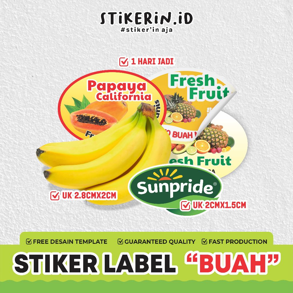 

Stiker Buah Melon, Pisang, Pepaya dll / Stiker ANTI AIR Bisa custom desain