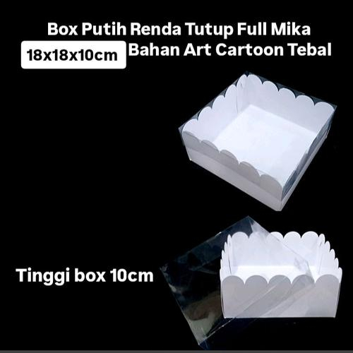 

10 Pcs Box Putih Renda Tutup Full Mika Bahan Art Cartoon Tebal Laminasi 1 sisi cocok untuk Marmer 18x18x10cm