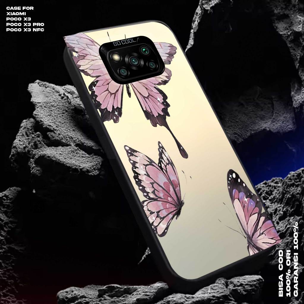 Case Xiaomi Poco X3 - X3 nfc - X3 Pro Casing Xiaomi Motif dark buterfly Premium Matte Hard Casing - 
