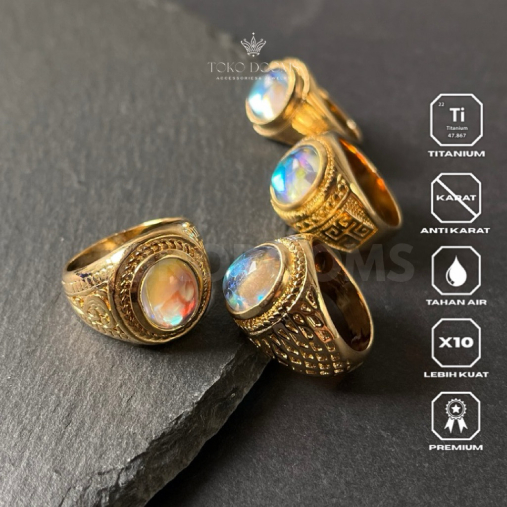 cincin batu akik kalimaya india/pelangi goodquality