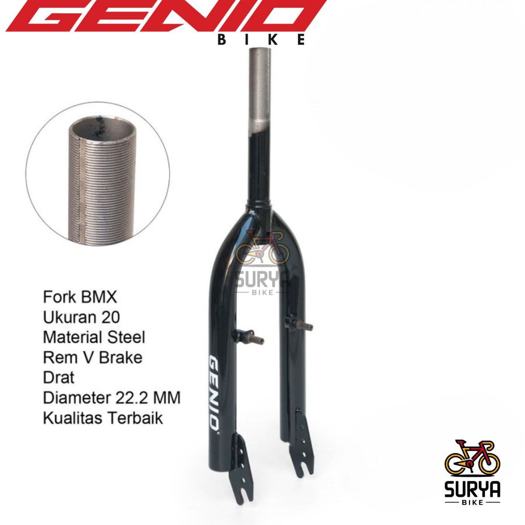 Fork BMX 20 GENIO Pivot Hitam Garpu Sepeda BMX 20