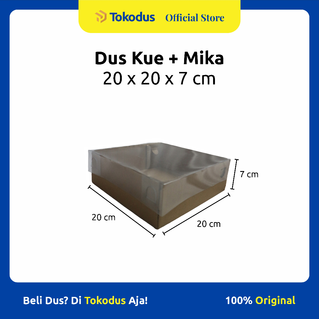 Kardus Box Kue | Box Hampers | Box Hantaran Tutup Full Mika | Dus Kue Mika uk 20 x 20 x 7 cm - Tokod