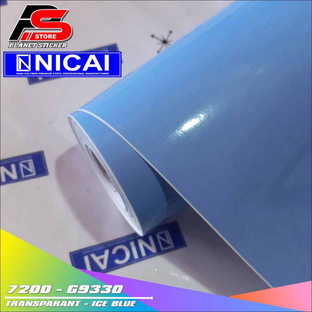 Stiker Skotlet Transparan Kertas NICAI Ice Blue 7300 Transparan Ice Blue Glossy