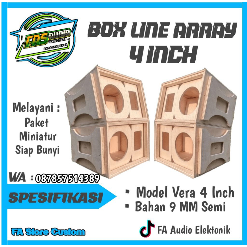 Box Line Array 4 inch Bahan 9 mm Spek Miniatur  (Box Saja)