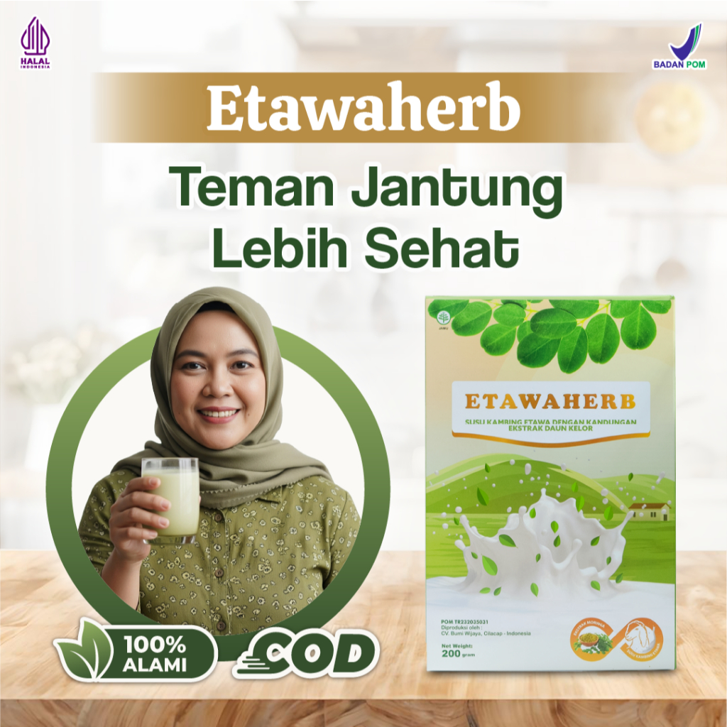

Etawaherb Susu Jantung Aman & Halal | Herbal dari Kambing Etawa & Daun Kelor | Obat Jantung Alami BPOM | Bantu Sirkulasi Darah, Redakan Dada Sesak, & Jaga Detak Jantung Stabil | Bisa COD | Cocok untuk Usia 40+