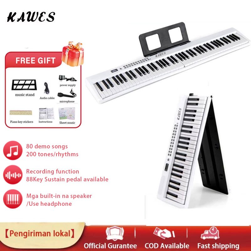 Ready Stock KAWES 88-tuts piano lipat piano elektrik pintar 88-tuts keyboard portabel keyboard piano