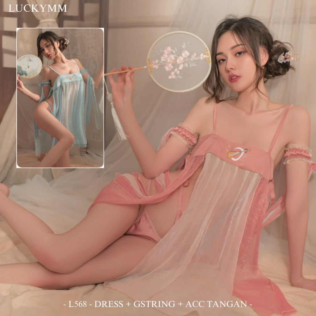 LUCKYMM 568 - Sexy Lingerie Transparan Hanfu Elegant Dress Cheogsam Mini Dress Wanita Dewasa