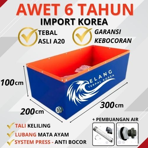 Kolam Terpal A20 200x300x100 /300x200x100/ 2X3X1 / 3X2X1Terpal Kotak Impor Korea Budidadya Ikan Lele