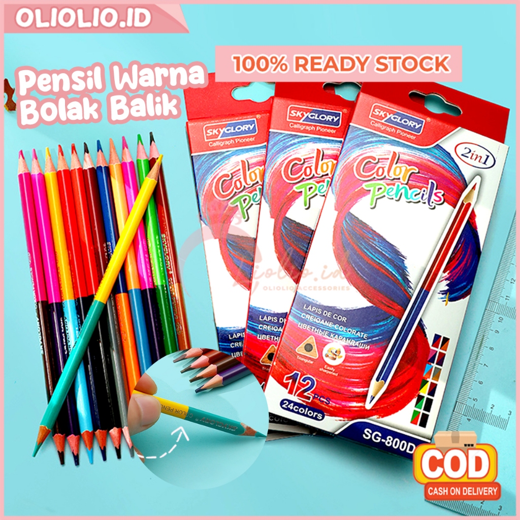

Pensil Warna 2 Warna Bolak Balik 2in1 Perlengkapan Alat Tulis Mewarnai Menggambar