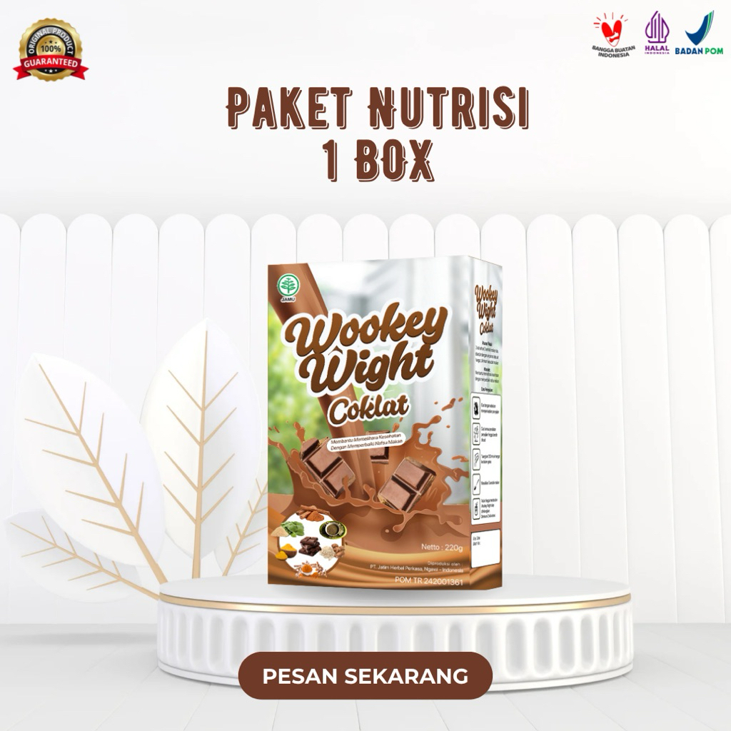 

SALE 8.8 [1 BOX] - Wookey Wight Rasa Coklat | Susu Penambah Berat Badan 220gr | Susu Penggemuk Badan Herbal Alami | Susu Nutrisi Weight Coklat