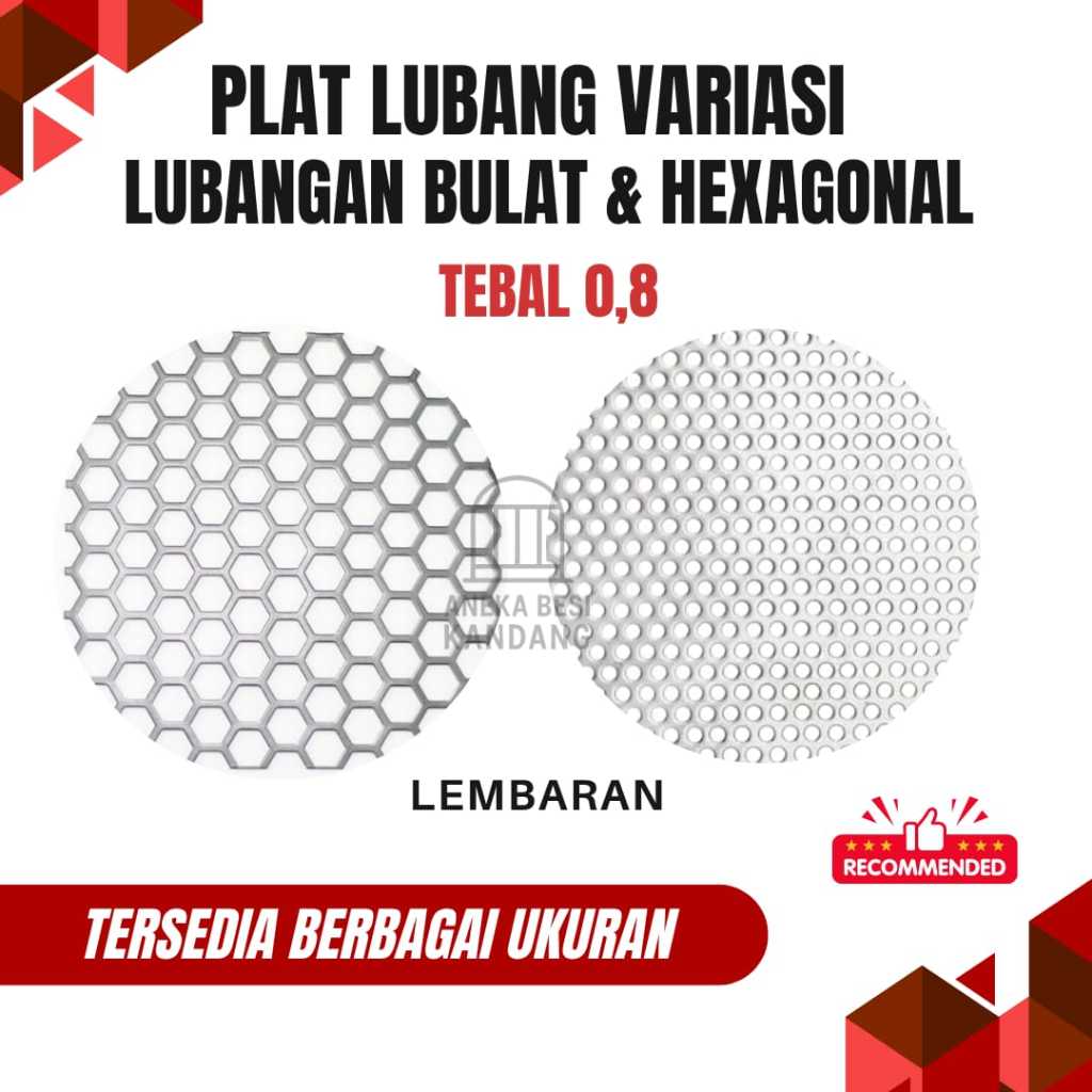 Plat Lubang 0.8mm Lubang Bulat & Hexagonal | Untuk Ventilasi Udara, Kandang Ayam, Filter, Partisi & 