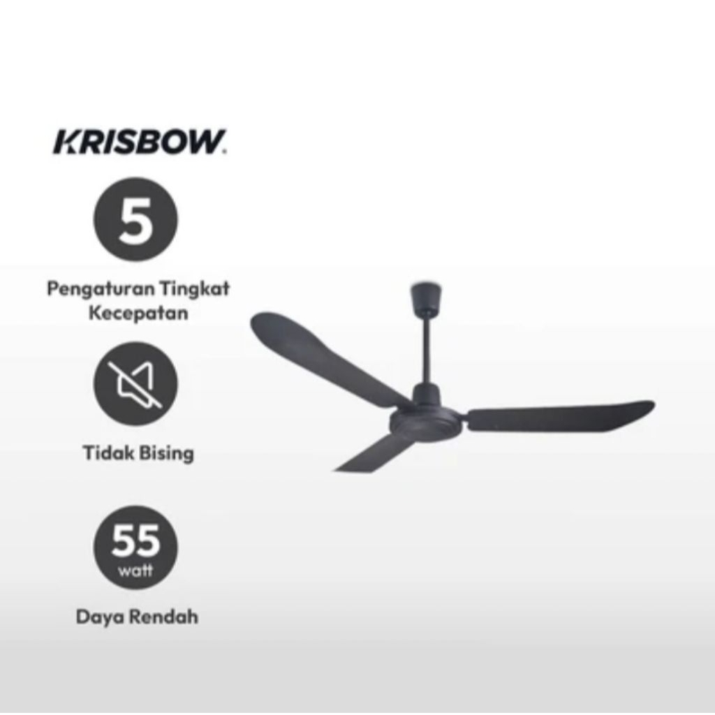 Krisbow Orb Kipas Angin Plafon 48/56 Inci - Hitam