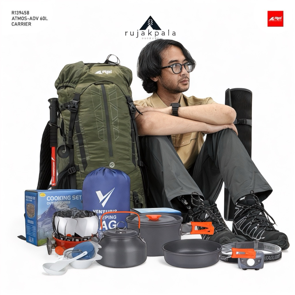 paket mendaki long trip 2 Atmos ADV 60L - paket tas gunung arei Atmos ADV 60L / paket tas keril rei