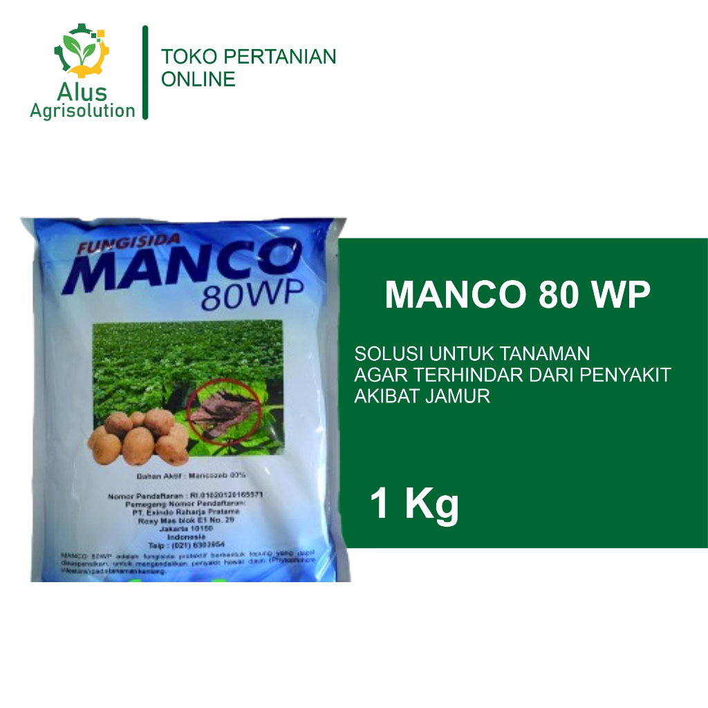 MANCO 80 WP  1KG - FUNGISIDA - MANKOZEB BIRU - UNTUK PERLINDUNGAN DAN ATASI MASALAH PENYAKIT PADA TA