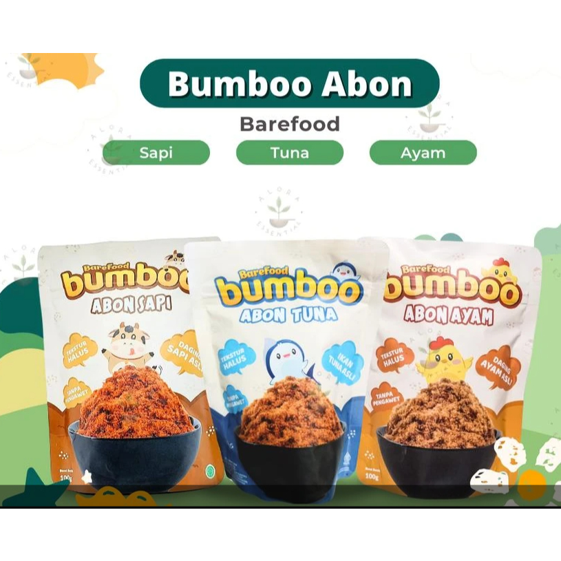 

BAREFOOD BUMBOO Abon Sapi Ayam 90gr Tuna 75gr / Abon Cemilan MPASI Anak & Dewasa