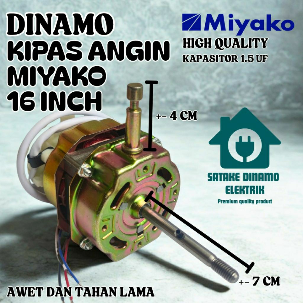 DINAMO KIPAS ANGIN MIYAKO 12-16 INCH KAPASITOR 1.5 UF HIGH QUALITY DINAMO MESIN KIPAS ANGIN