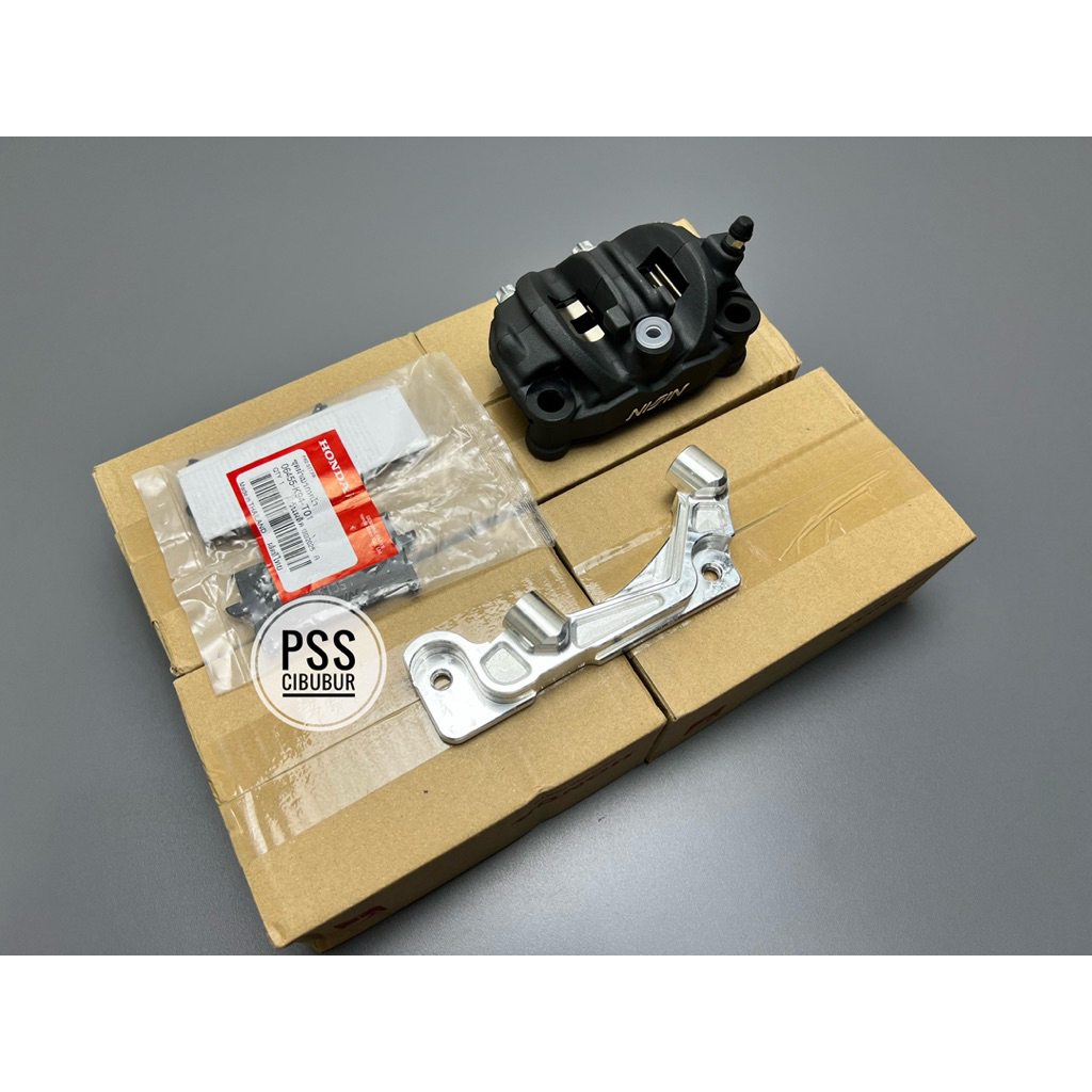 KALIPER NISSIN 4 PISTON TWIN AFRICA PCX 150 PCX 160 PLUS BREKET UK 260 MM