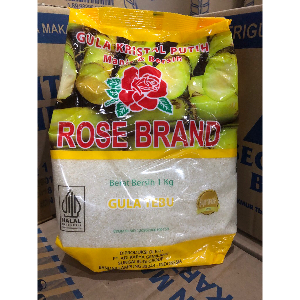 

1 dus gula rose brand kemasan 1 kg | 20 pack (kuning)
