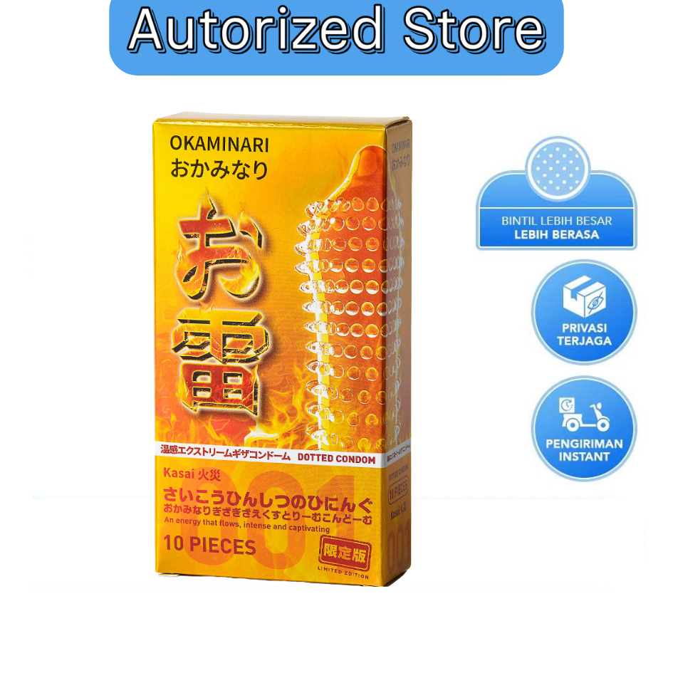 Okaminari Japan Condom Dotted Hot 001 - Kondom Bergerigi Kualitas Premium