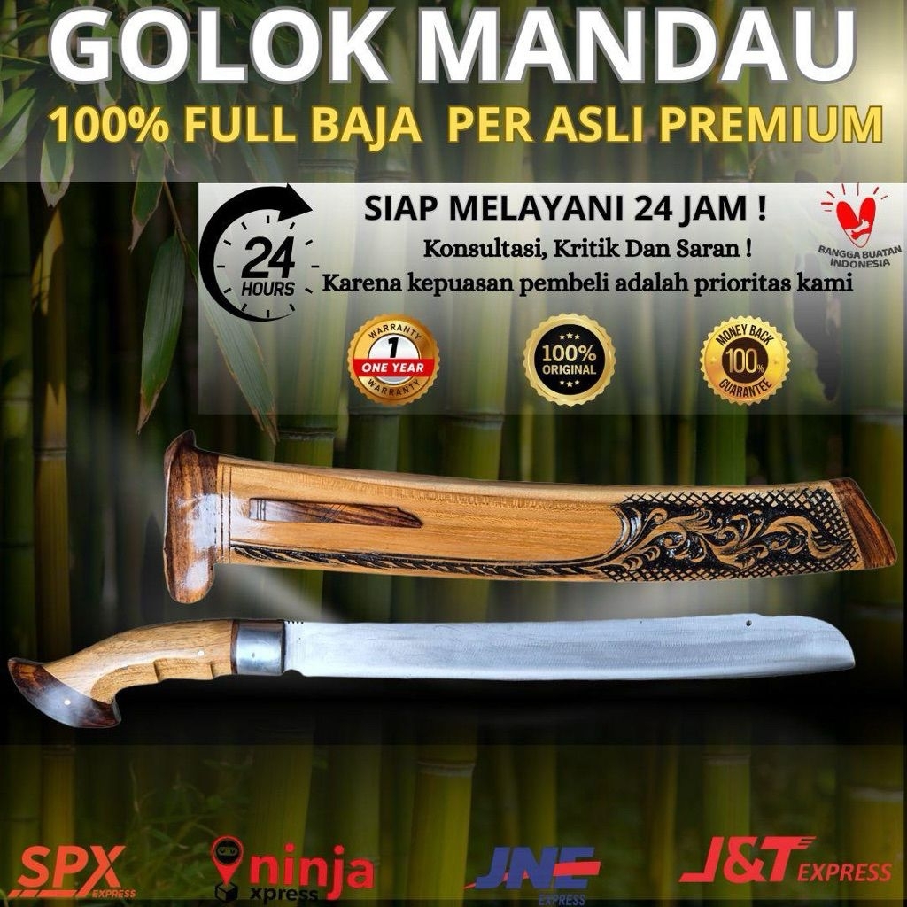 Bettstore98|| Golok Mandau Serbaguna Dengan Baja HSS Sangat Multipungsi Dengan Bilah 40 cm
