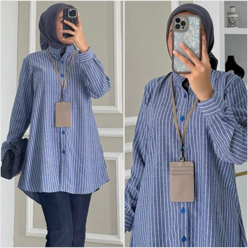 Recommended Irena Blouse By Zalfa Outfit / Baju Atasan Wanita Muslim Blouse Kerja Kuliah Basic Salur
