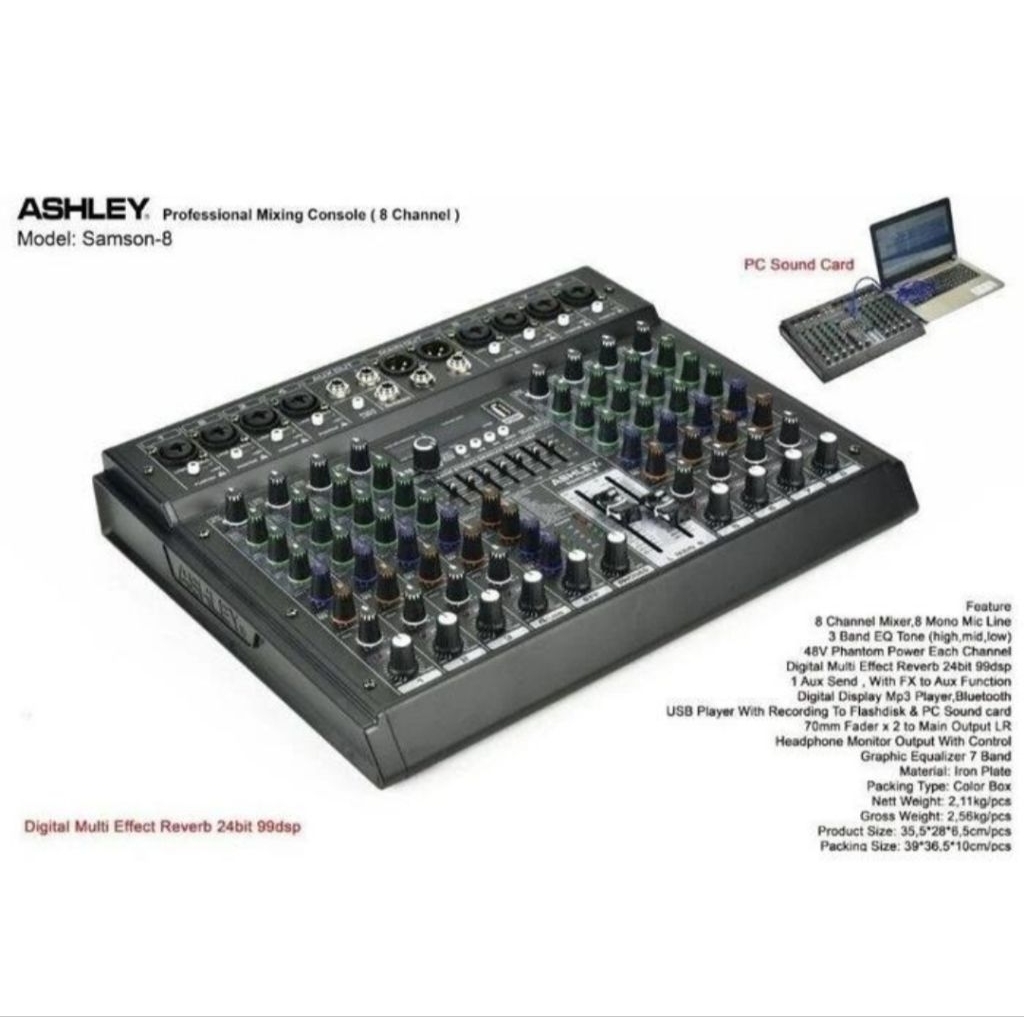 Mixer 8 Channel ASHLEY Bluetooth Original